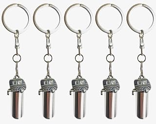 Custom Engravable Set of FIVE CAMPING/RV/TRAILER CREMATION URN Keychain Keepsakes - Includes Five Velvet Pouches, Five Stainless Steel Key RIngs & Disposable Fill Kit
