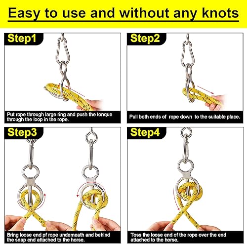 Miniatura 4 de Dunzy 2 juegos de anillos de corbata de caballo, tachuelas y suministros para caballos equipo de entrenamiento de caballos accesorios seguros para