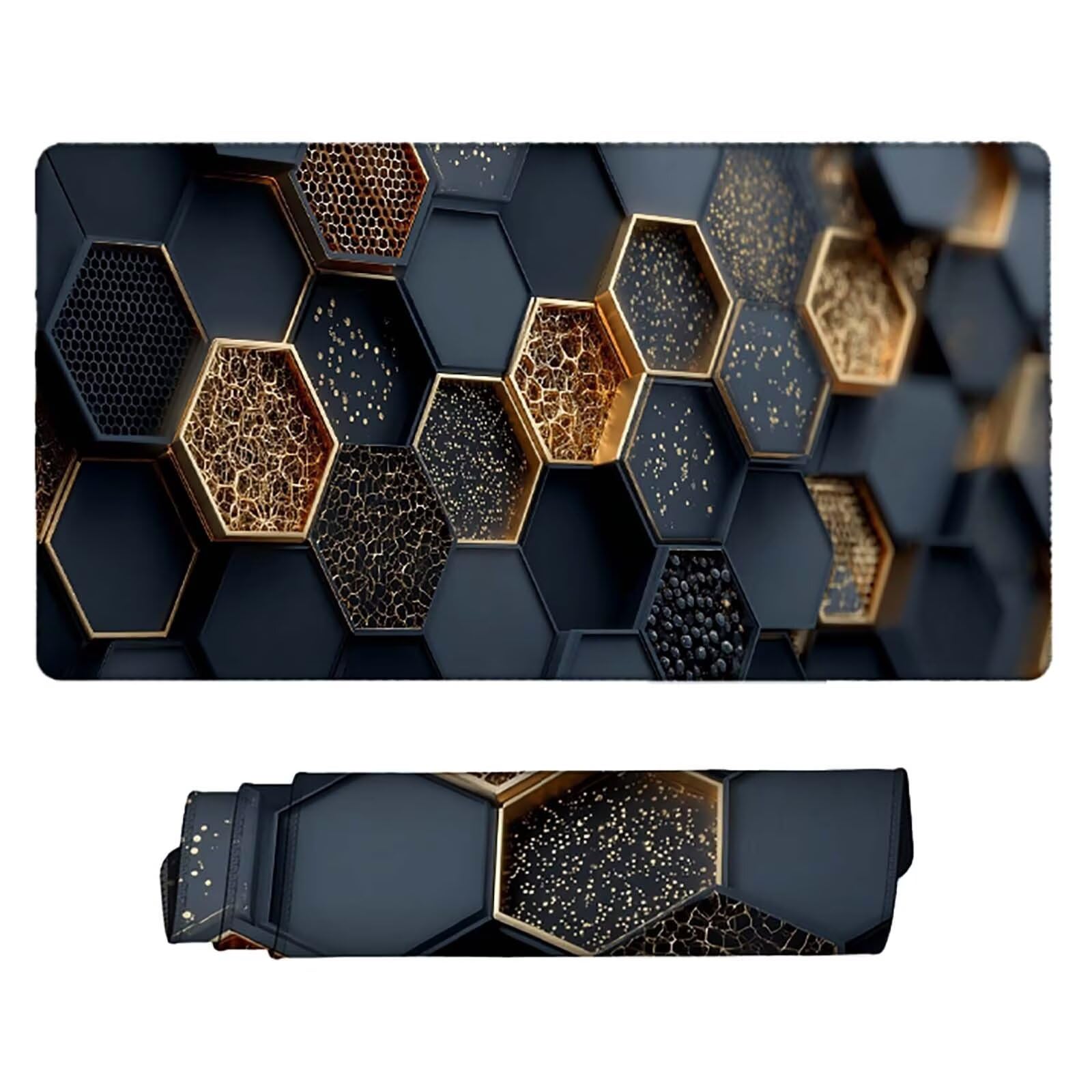 Tappetino Mouse XXL 1000x500mm Nero Mousepad Geometria Tappetino Scrivania Grande, con base in Gomma Antiscivolo, Impermeabile Sottomano Scrivania per Computer, Accessori Gaming Mouse Pad 5-4096e