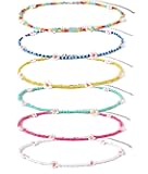 Beaded Choker Necklaces For Women Vsco Boho Handmade Flower Necklace Cherry Cute Necklace For Teen Girls Beach Necklace Set 6 Pieces
