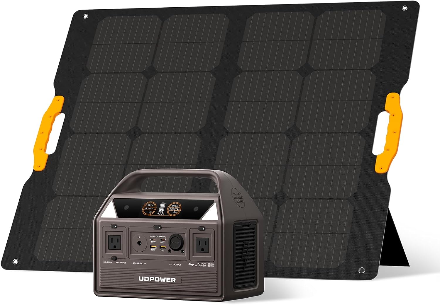 C600 Solar Generator with 120W Solar Panel - 600W Portable Power Station(Surge 1200W) AC Output, 595Wh LiFePO4 Battery, for Camping, Travel, RV, Emergency Power Backup(Brown)