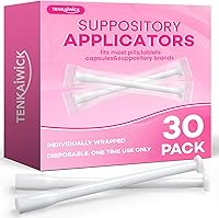TENKAIWICK 30-Pack Disposable Vaginal Suppository Applicators for Women - Fits Size 0/00 Capsules, Pills & Tablets, Soft Tip, Individually Wrapped