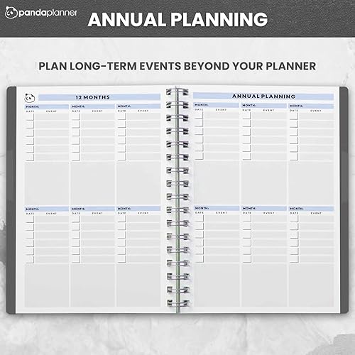 Vista 28 de Panda Planner 2025 Undated Daily Planner with Hourly Schedule 5.75" x 8.25" – 90 Days Daily Journal with Spiral Binding – To Do List Notebook with
