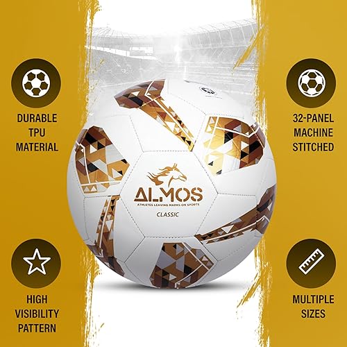 Miniatura 4 de Almos Balón de fútbol clásico de entrenamiento 32  para clubes, rendimiento de partidos, fútbol en interiores y exteriores, adecuado para césped y