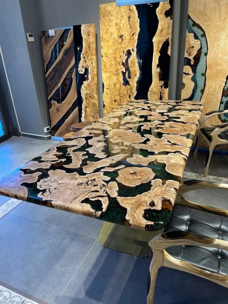 Personalized Large EPOXY Table, Resin Dining Table for 2, 4, 6, 8 River Dining Table Top, Wood Epoxy Coffee Table Top, Living Room Table (28.5" Inches Tall, 72 x 48inches)