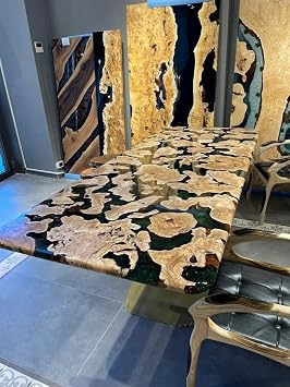 Personalized Large EPOXY Table, Resin Dining Table for 2, 4, 6, 8 River Dining Table Top, Wood Epoxy Coffee Table Top, Living Room Table 16.5" Inches Tall, 24 x 12inches