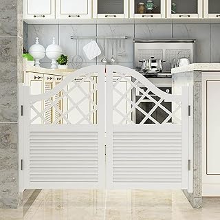 WOLWES Swing Doors, Kitchen Entrances, Cafe Entrances, Louvre Swing Doors, Half-Height Swing Doors with Decorative Cutout,White Flush Doors Can Be Customized(Size:140 * 90)