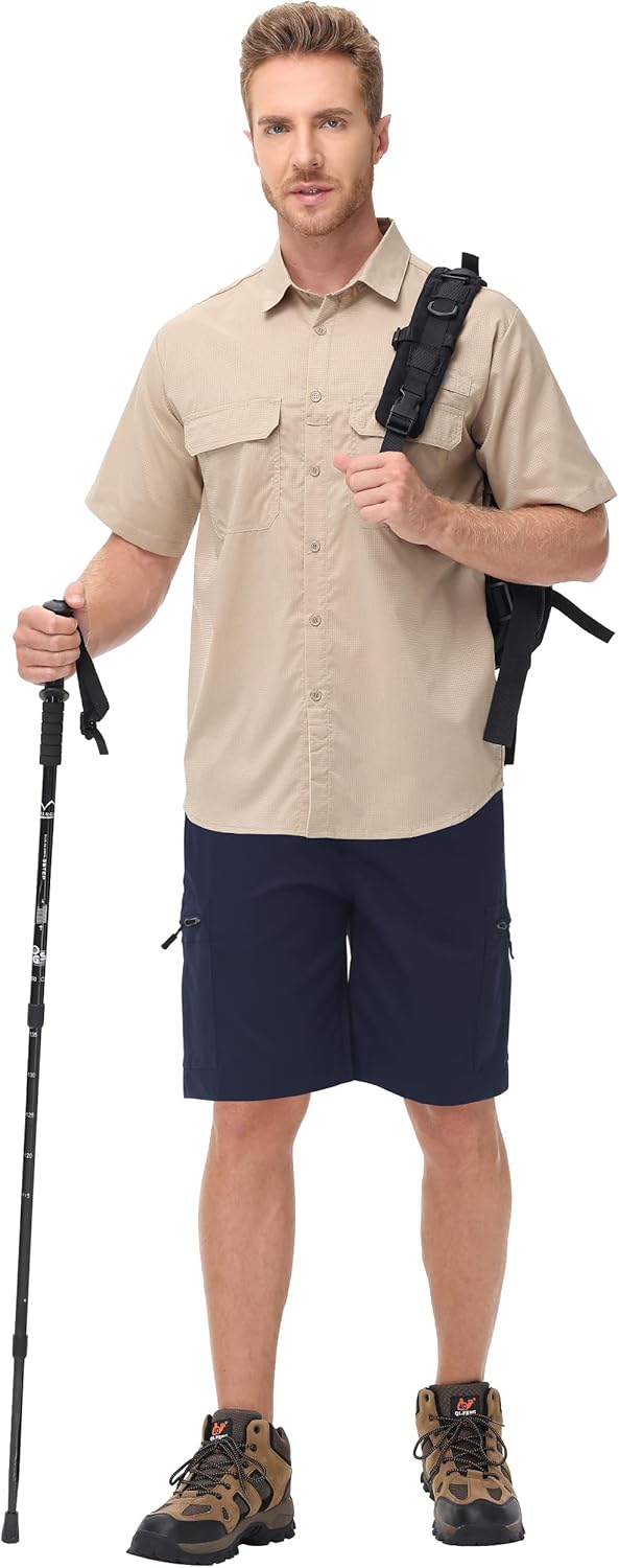 Satankud Men's Cargo Hiking Shorts 9" Lightweight Golf Shorts for Casual Work Travel Outdoor 5 Zipper Pockets - Image 6