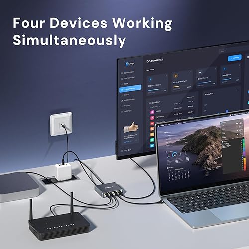 Miniatura 4 de Divisor Ethernet 1 a 4 de 1000 Mbps, divisor de cable de Internet dockteck de 1 en 4 salidas, conmutador de red Gigabit para puerto LAN RJ45,