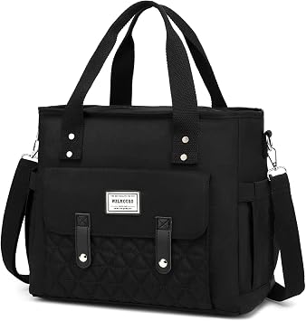 Womens Insulated Lunch Bag, Black, Nylon, 13.5" x 6.8" x 11.5"
