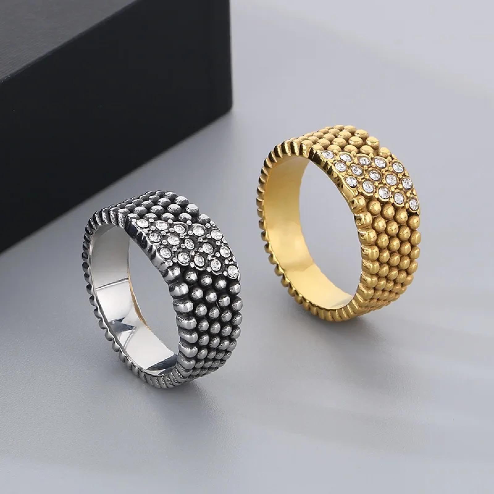 Ring Ringe Damen Bijouterie Herren Mode Ringe Für Frauen Männer Gold Silber Farbe Glänzende Zirkon Runde Perlen Oberfläche Ringe Eheringe Schmuck