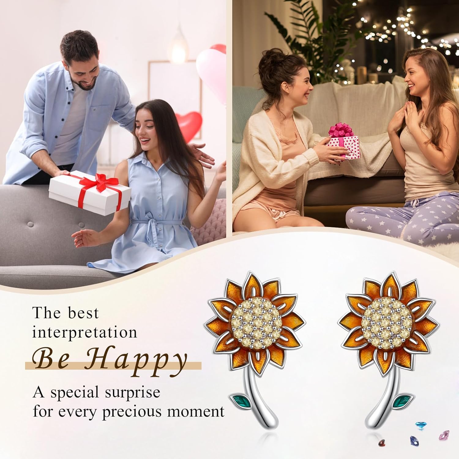 925 Sterling Silver Good Luck Irish Celtic Knot Turquoise/CZ/Cross/Daisy Flower/Sunflower/Tree of Life/Strawberry Earrings Jewelry Birthday Christmas Anniversary for Women - Image 8