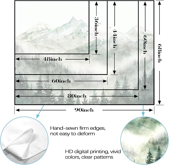 Kanuyee Mountain Landscape Tapestry Nature Tapestry Watercolor Tapestry Wall Hanging Tapestries For Bedroom Perfect for Living Room, Bedroom, Dorm Decor