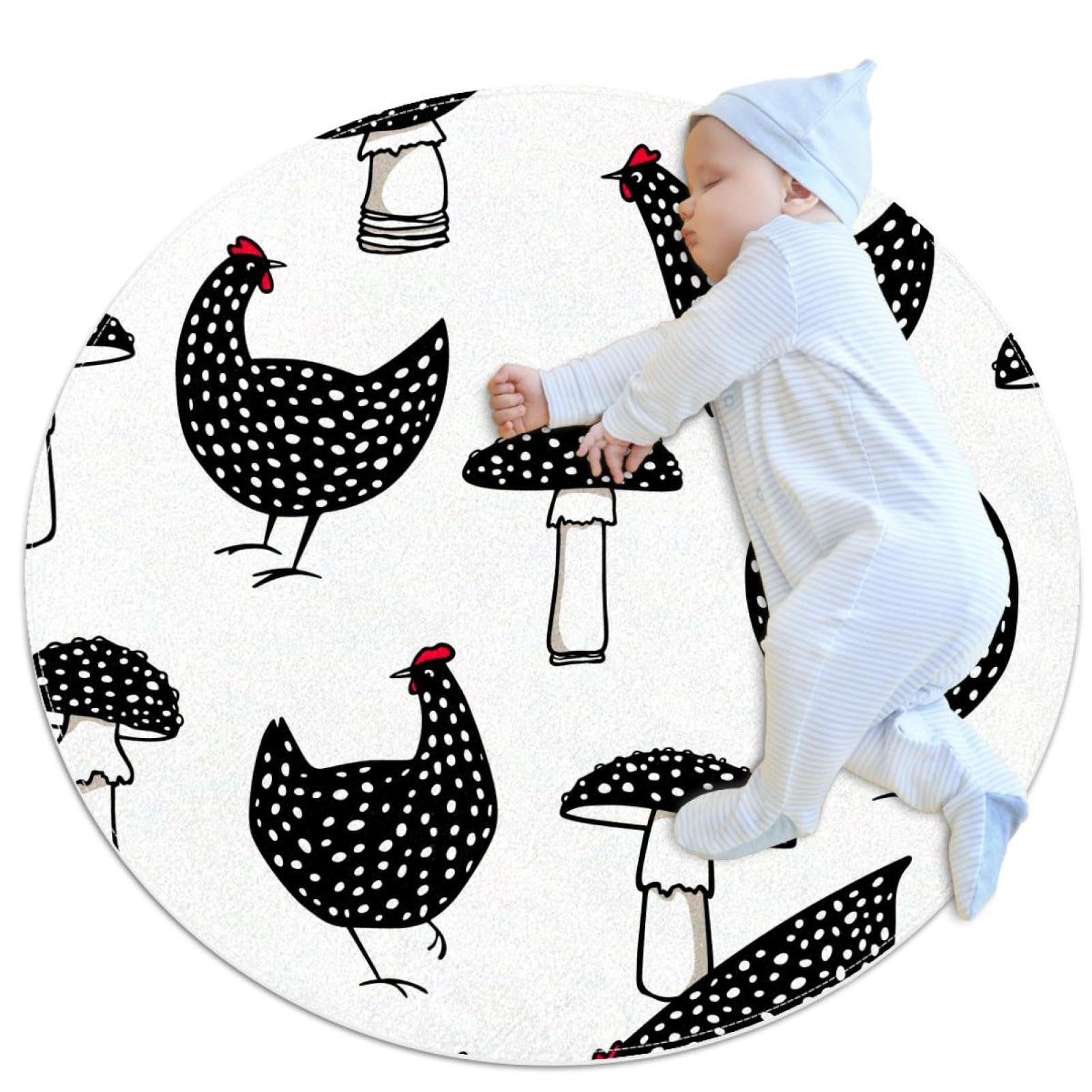 Tapis de salle de bain rond antidérapant poules chambre à coucher