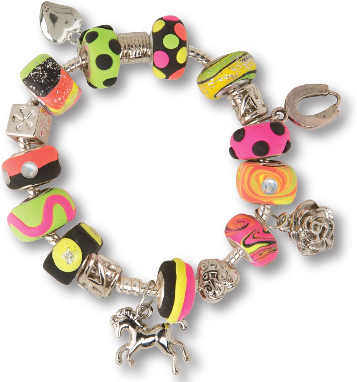 AMAV Toys Fashion time - Make Your own Cool Personalized Charm Bracelets, Craft Your Beads from The air-Dry Dough, Wear Your own Creation and Designs, Great as A Friendship Bracelet, Age 6+