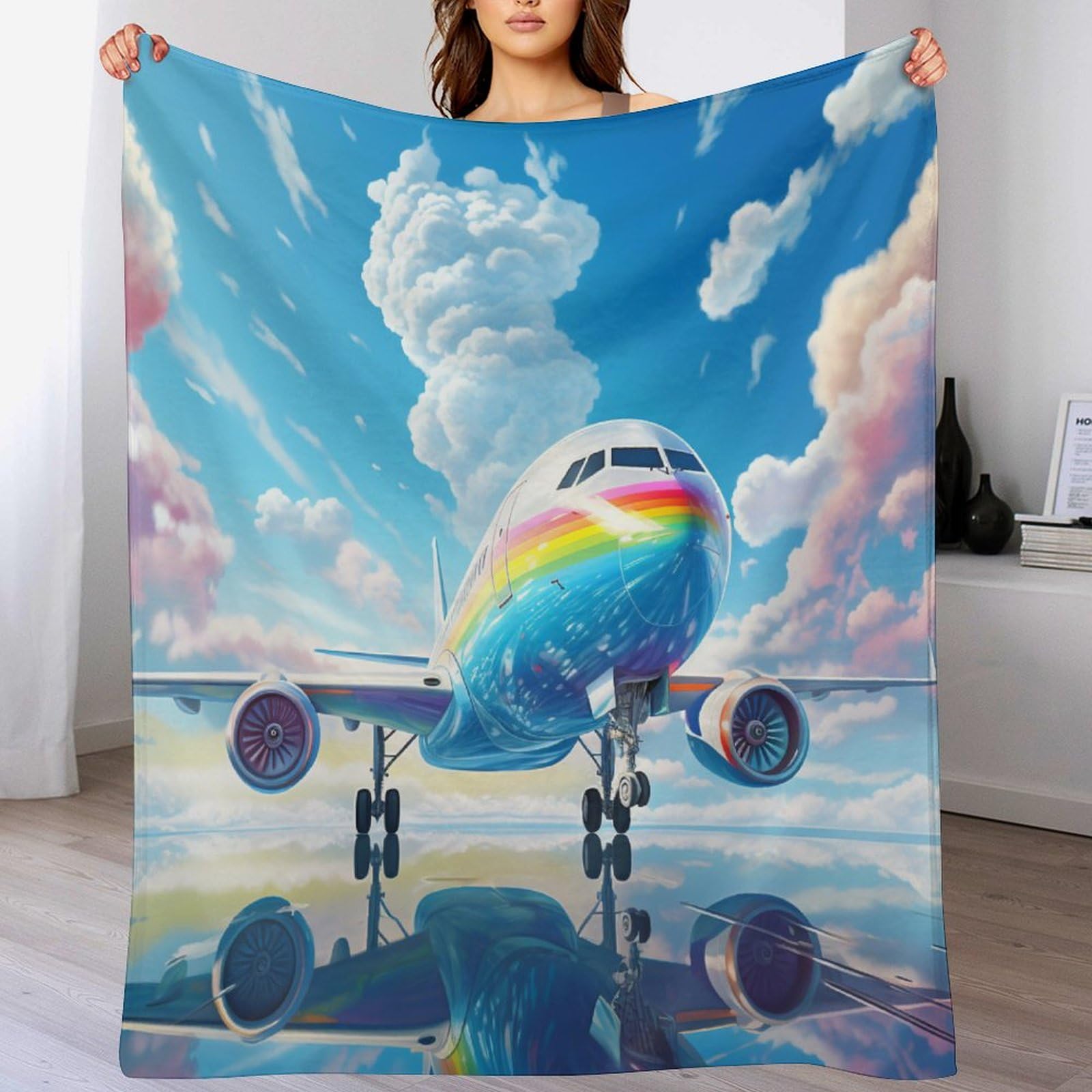 Couvertures en avion 100% flannel plaid douillet pour lit et canapé de 100x130cm