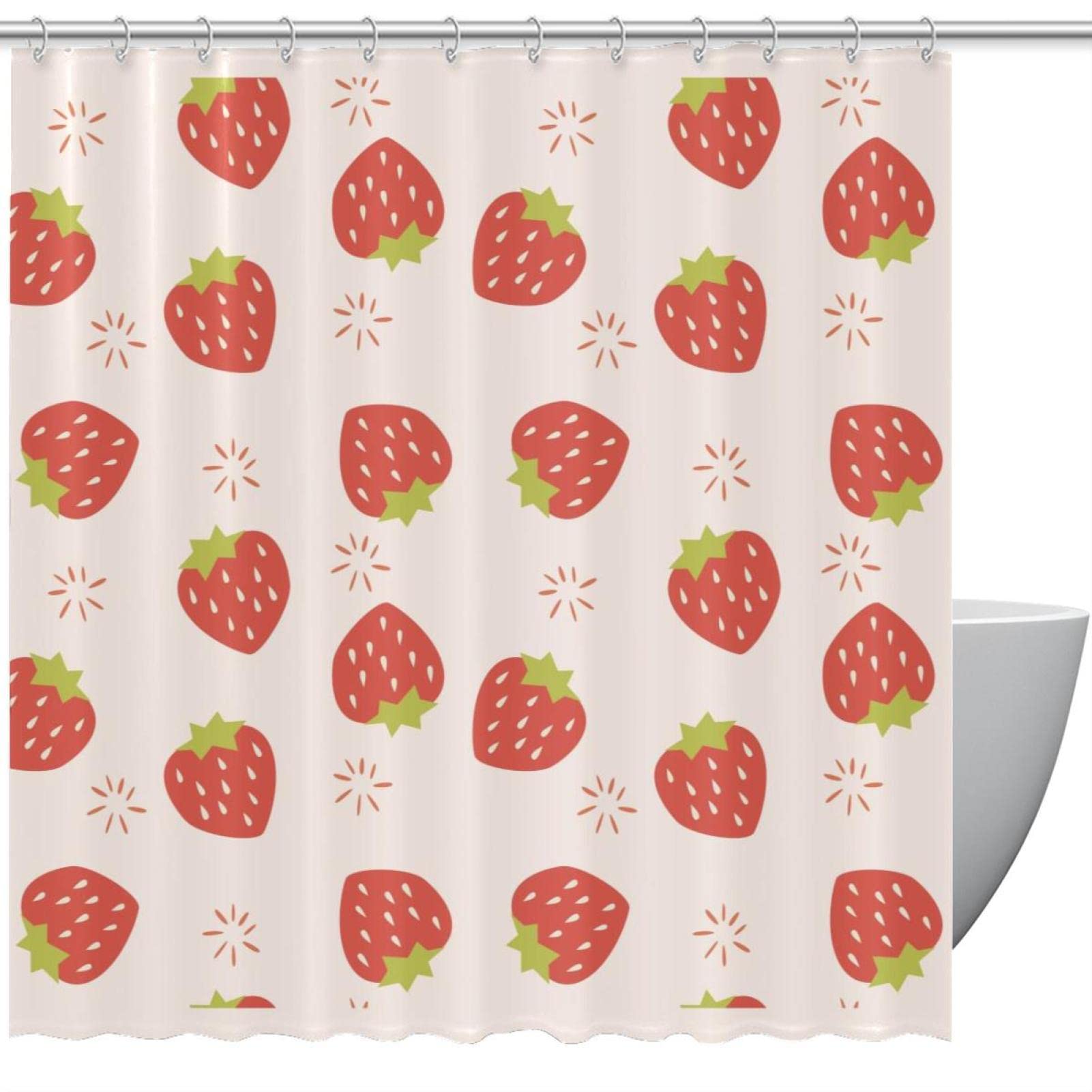 Rideau de douche fraises d'été pour une salle de bain fraîche et lavable