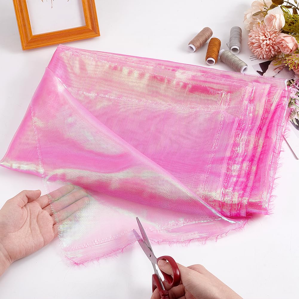 PH PandaHall 3m Organza Lace, Purple Sheer Fabric, Iridescent Craft Cloth, Ribbon, Holographic Gauze Fabric - Image 3