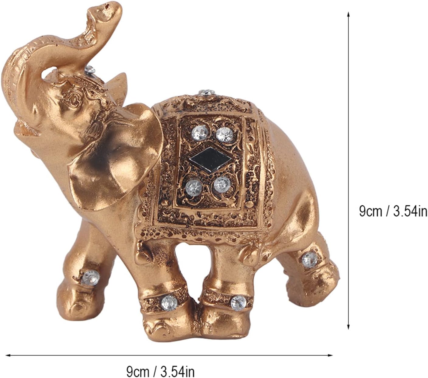 AUNMAS Gold Elephant Statue, Facing Upwards Elephant Figurine with Trunk Up Collectible Sculpture Decoration for Lucky Feng Shui Wealth Home Decor Good Luck, 3.54inch