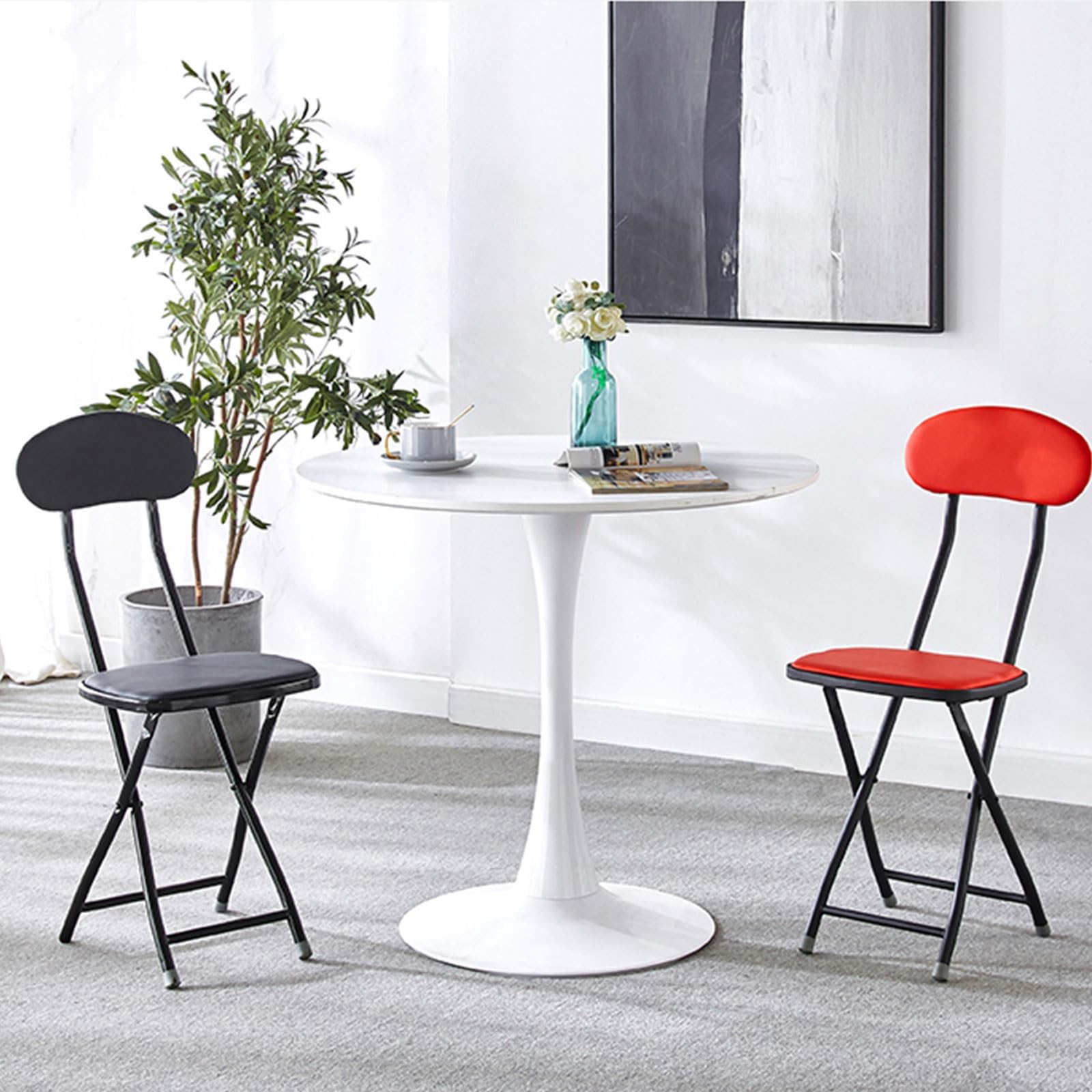Taburetes de bar altos plegables con respaldo, ahorro de espacio, taburete de cocina y tienda, 45 cm / 18in, asiento plegable negro (1 unidad)