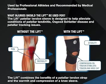 Pro-Tec Athletics The Lift Knee Support, Patellar Strap Combines with Compression Sleeve Support to Improve Patellar Alignment and Stability