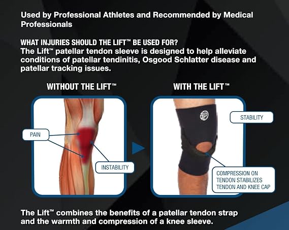 Pro-Tec Athletics The Lift Knee Support, Patellar Strap Combines with Compression Sleeve Support to Improve Patellar Alignment and Stability