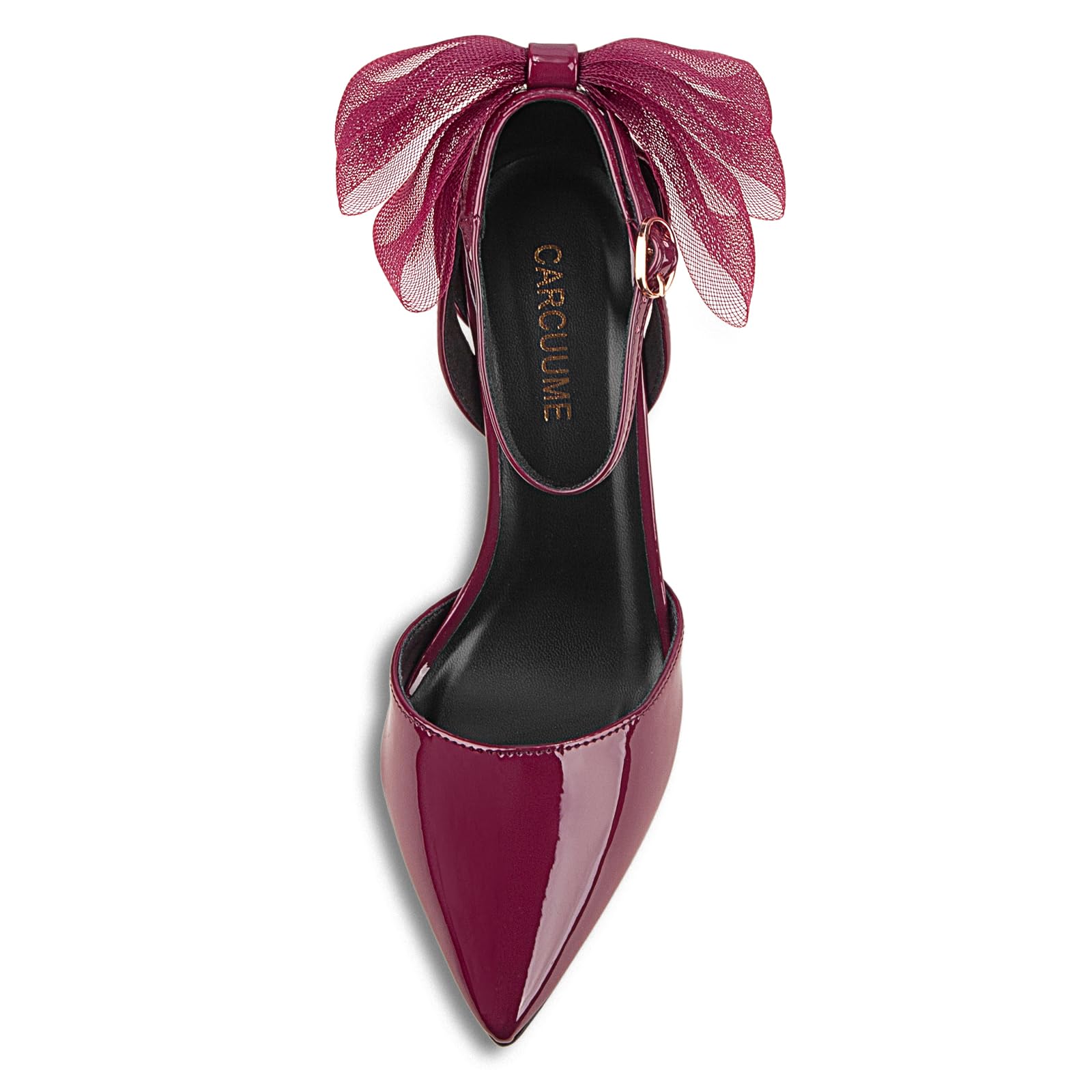 Carcuume Women's Closed Toe Heels Bow Stiletto Heel Sandals Pointed Toe Pumps Wedding Shoes: 10 Burgundy Patent