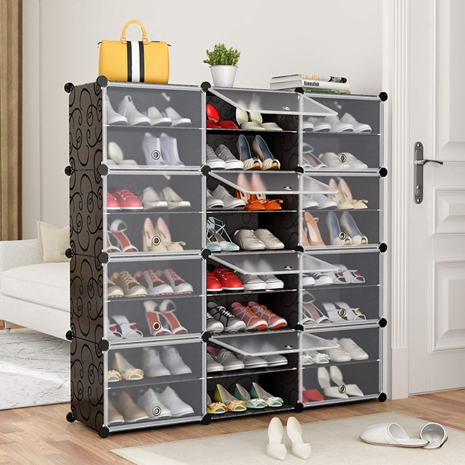 Scarpiera Componibile, Organizzatore di Scarpe Sistema di scaffalature, Armadio Fai da Te Mobiletto Portaoggetti, Scaffale per Scarpe Stivali Pantofole (8 x 3)
