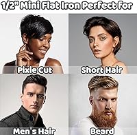 Vista 7 de Mini Flat Iron for Short Hair, 1/2 inch Ceramic Plates Small Flat Irons for Short Hair, Fast Heating Anti-Frizz, Temperature Adjustable Auto-Off