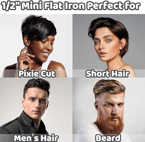 Miniatura 7 de Mini plancha plana para cabello corto, placas de cerámica de 12 pulgada, planchas planas pequeñas para cabello corto, calentamiento rápido,