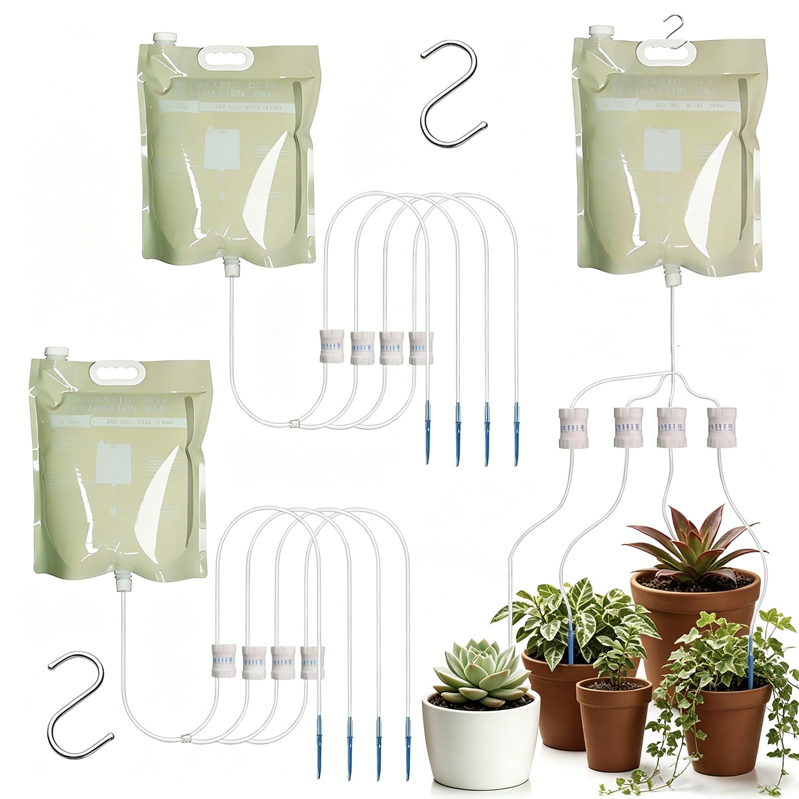 6.5L Hanging Drip Irrigation Bag, 3Pcs Plant Holiday Watering System