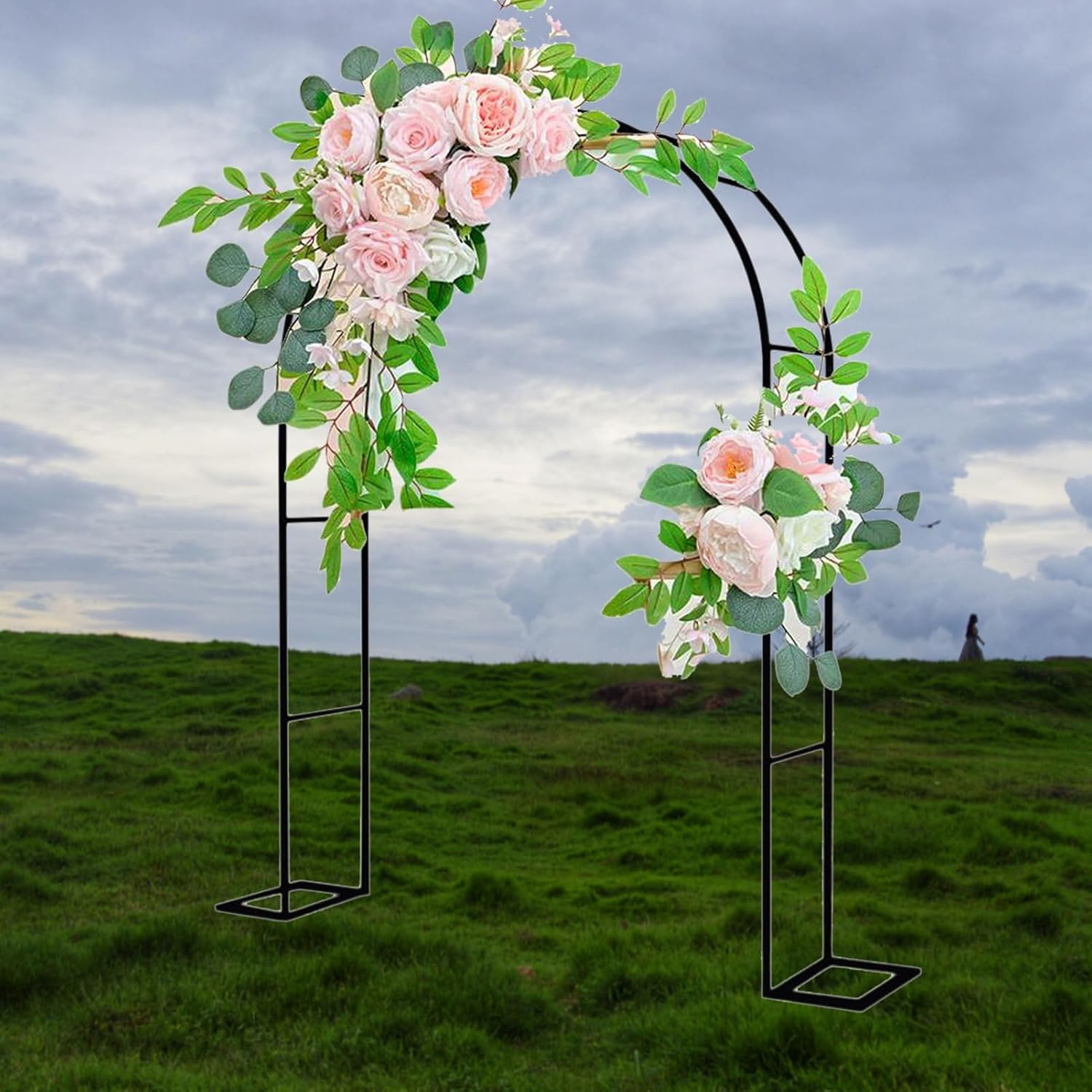 Metal Garden Arch, Heavy Duty Rose Arches, Garden Arbor Pergola, Garden Trellis Arch for Backyard, Lawn, Patio, Wedding Decor(Black,280x220x25cm)