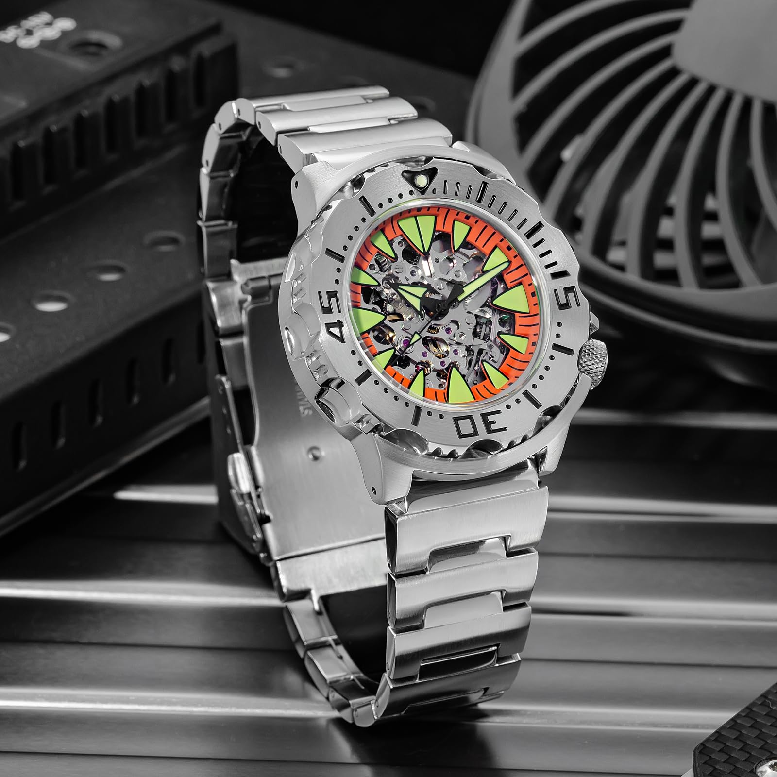 ADDIESDIVE Luxus Mechanische Uhr 200m wasserdicht Japanisches 8N24 Automatikwerk mechanische Taucheruhr AD2103 Sichtboden Saphirglas mit AR-Beschichtung C3 SuperLumiNova Leuchtindex Herren Analoguhr