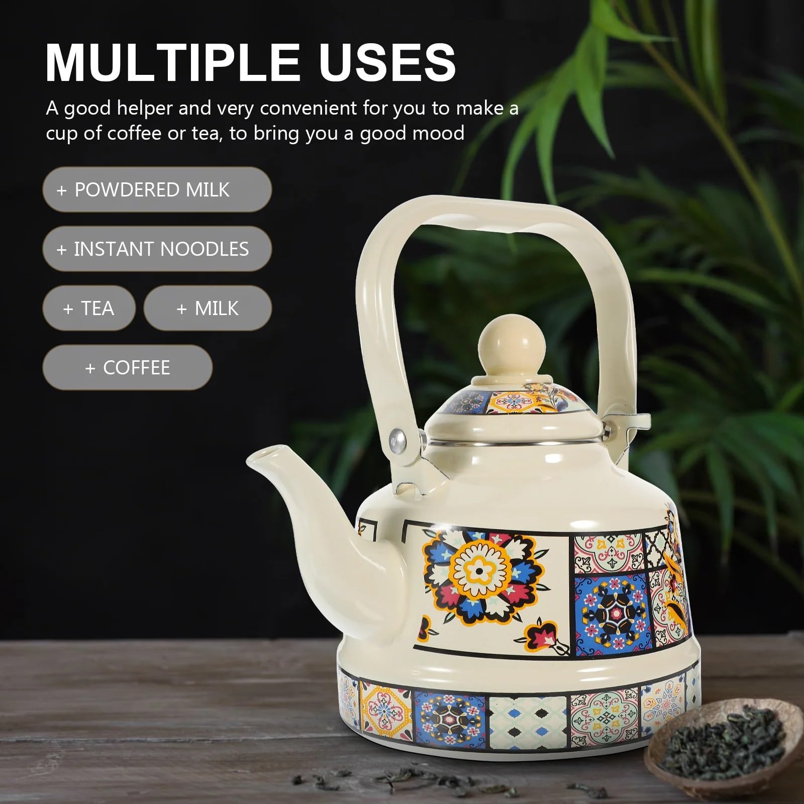 Portable Enamel Camping Coffee Pot, Lightweight Retro Design for Backpacking & Picnics(2.5L)