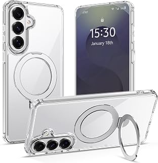 RAPTIC Magnetic Stand for S26 Case Compatible with MagSafe, [Military Grade Drop Tested][Built in Kickstand] Shockproof Protective Anti-Fingerprint Slim Case, Stand/Clear
