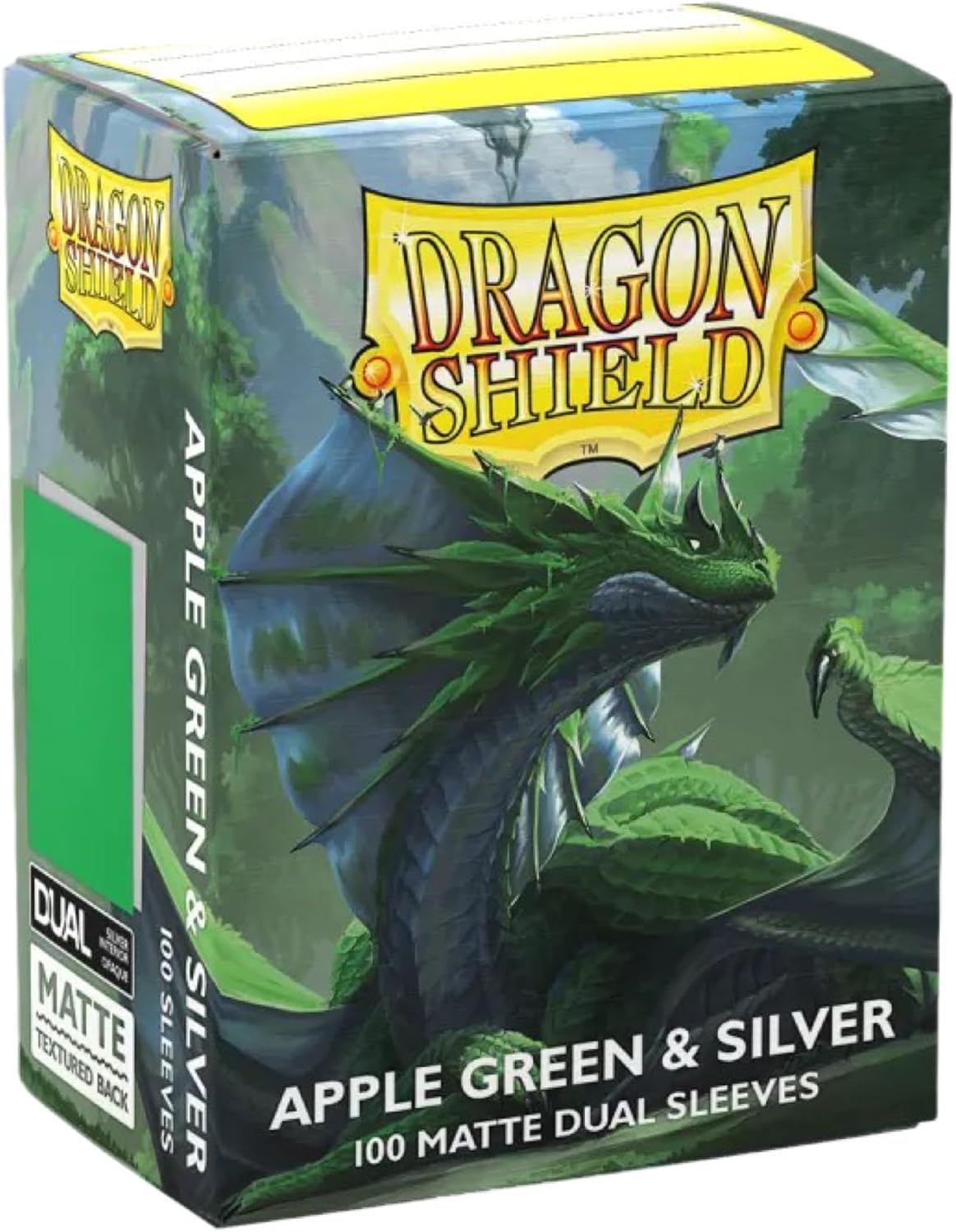 Dragon Shield | Matte Dual Standard Size Card Sleeves | 100ct - Smooth & Tough Premium TCG Sleeves - Compatible with Pokemon, One Piece, and Magic: The Gathering | Apple Green & Silver