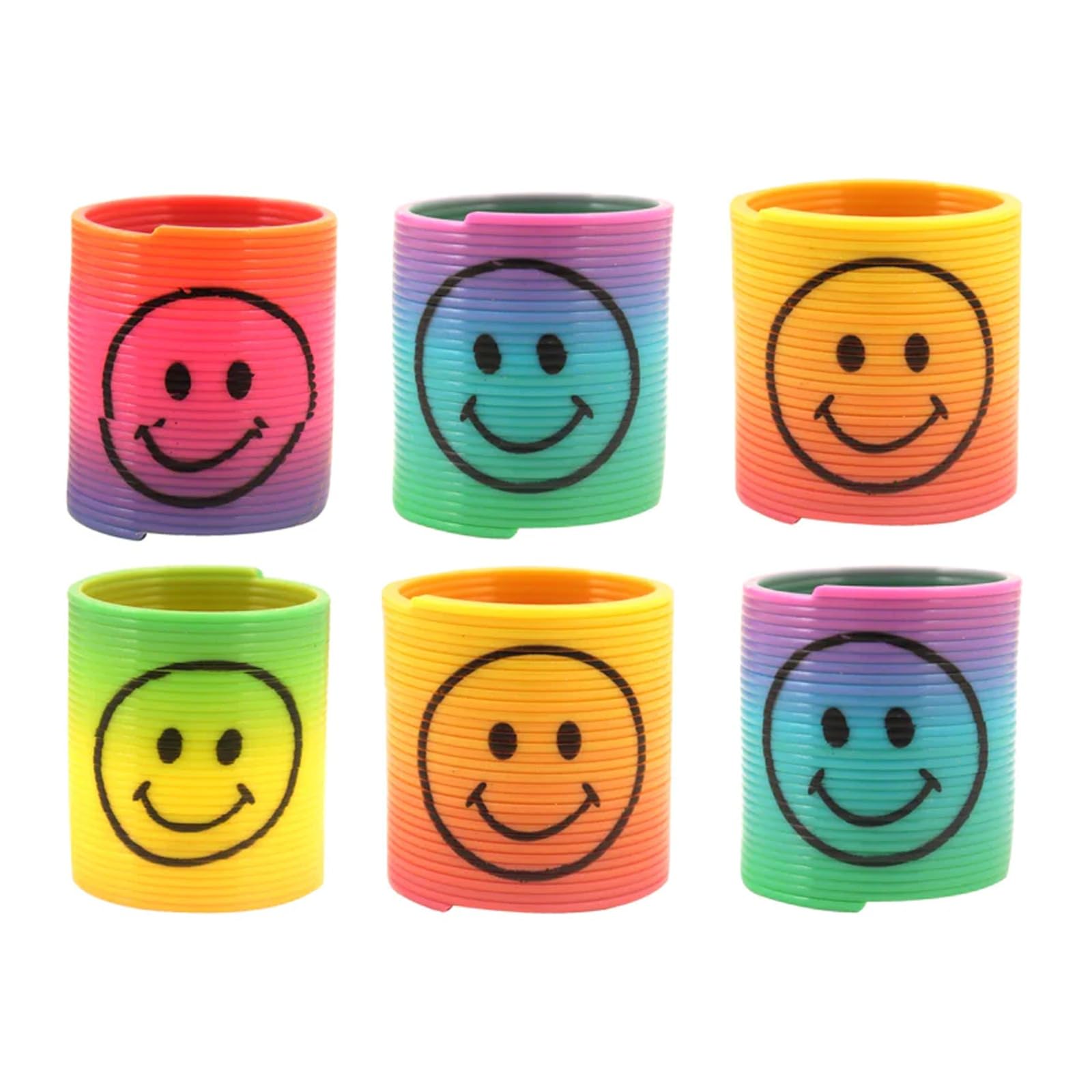 PNJB Mini Rainbow Springs With Smiling Faces, Rainbow Magic Fidget Mini Toys, Non-Toxic, Safe Toy For Kids, Good for Class Rewards, Party Gifts, Pack Of 6 (3.5cm)