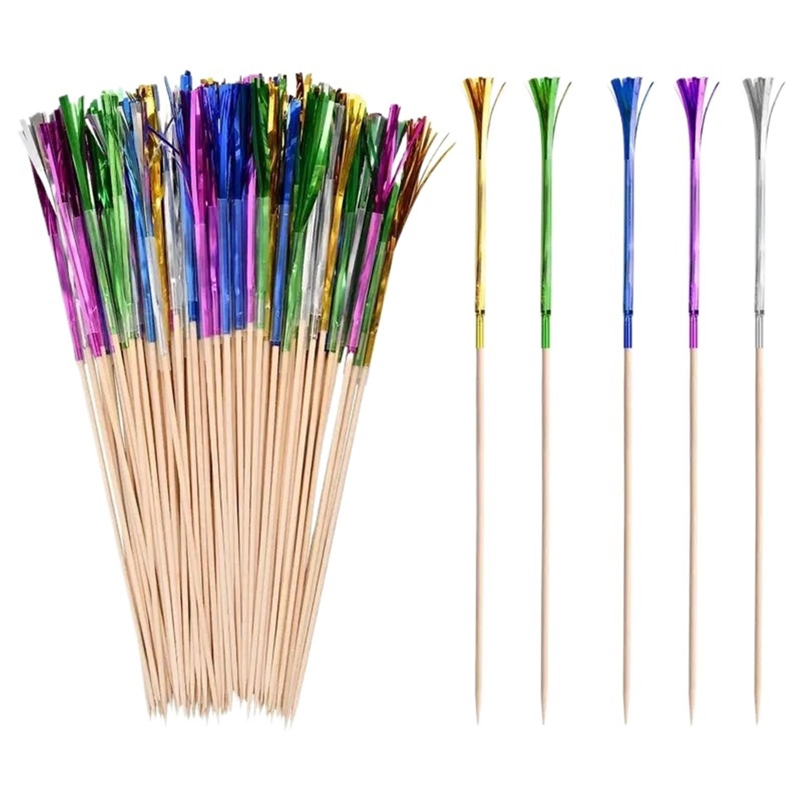 Palitos de cóctel de fuegos artificiales, 300/600/1200 unidades, palitos de fuegos artificiales empaquetados para frutas, postres, fiestas de cumpleaños, celebraciones y eventos (1200 unidades)