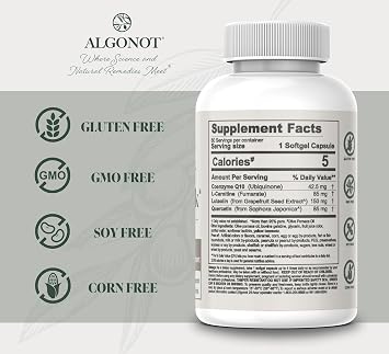 Algonot FibroProtek Physician Recommended with Exclusive Combination of Ingredients Including Luteolin, Quercetin, Carnitine, Olive Pomace Oil 60 Capsules