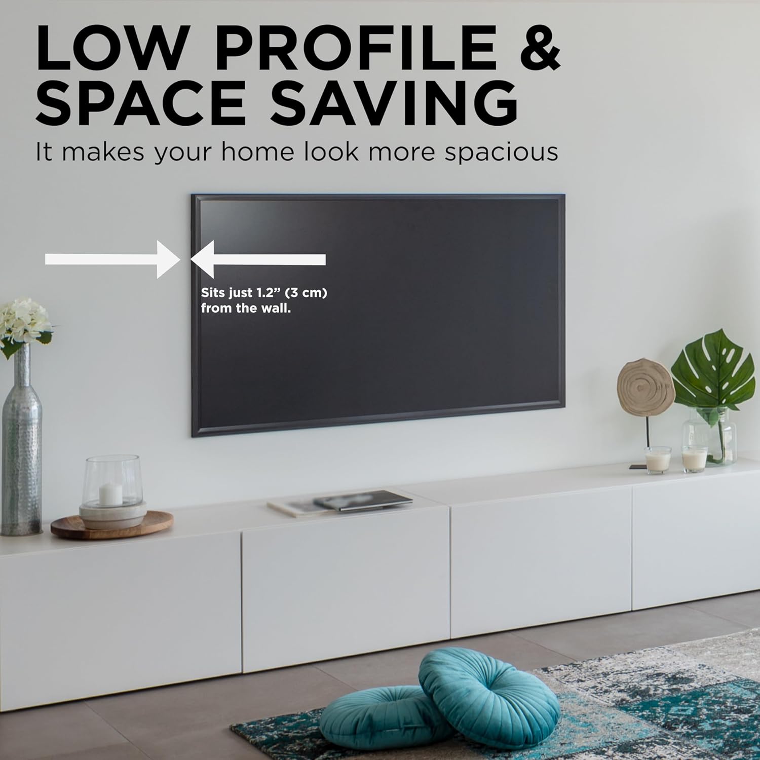 ProMounts Premium Flat/Fixed TV Wall Mount Bracket for 60-110 inch Screens, Supports 165 lbs Post Level Installation Low Profile LED, LCD, Plasma, Curved Display, Space Saving Slim Flat TV Wall Mount