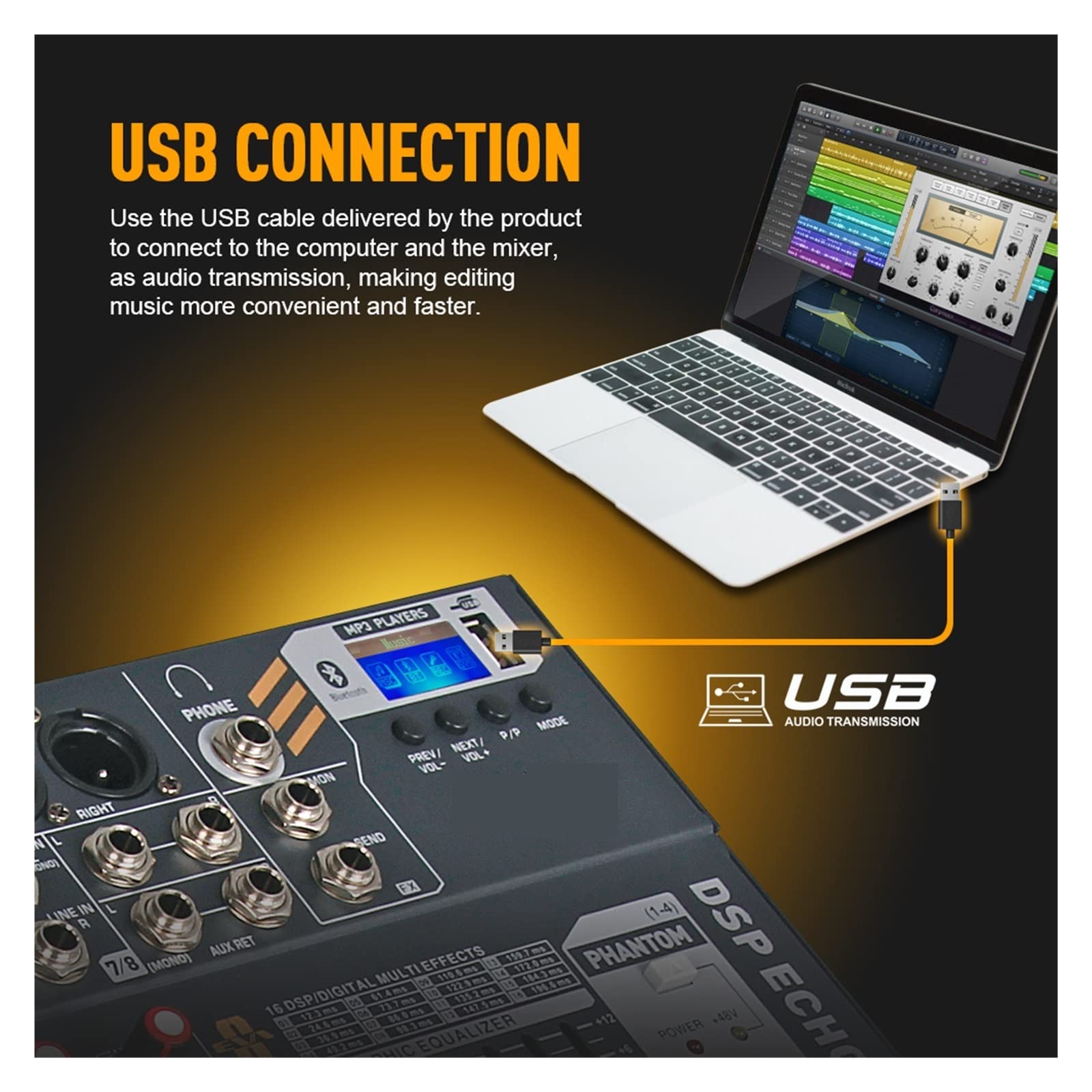 Mezclador de Audio ¡Sonido limpio! Mezclador de 12 canales Dj 48V Phantom Power USB for escenario de grabación