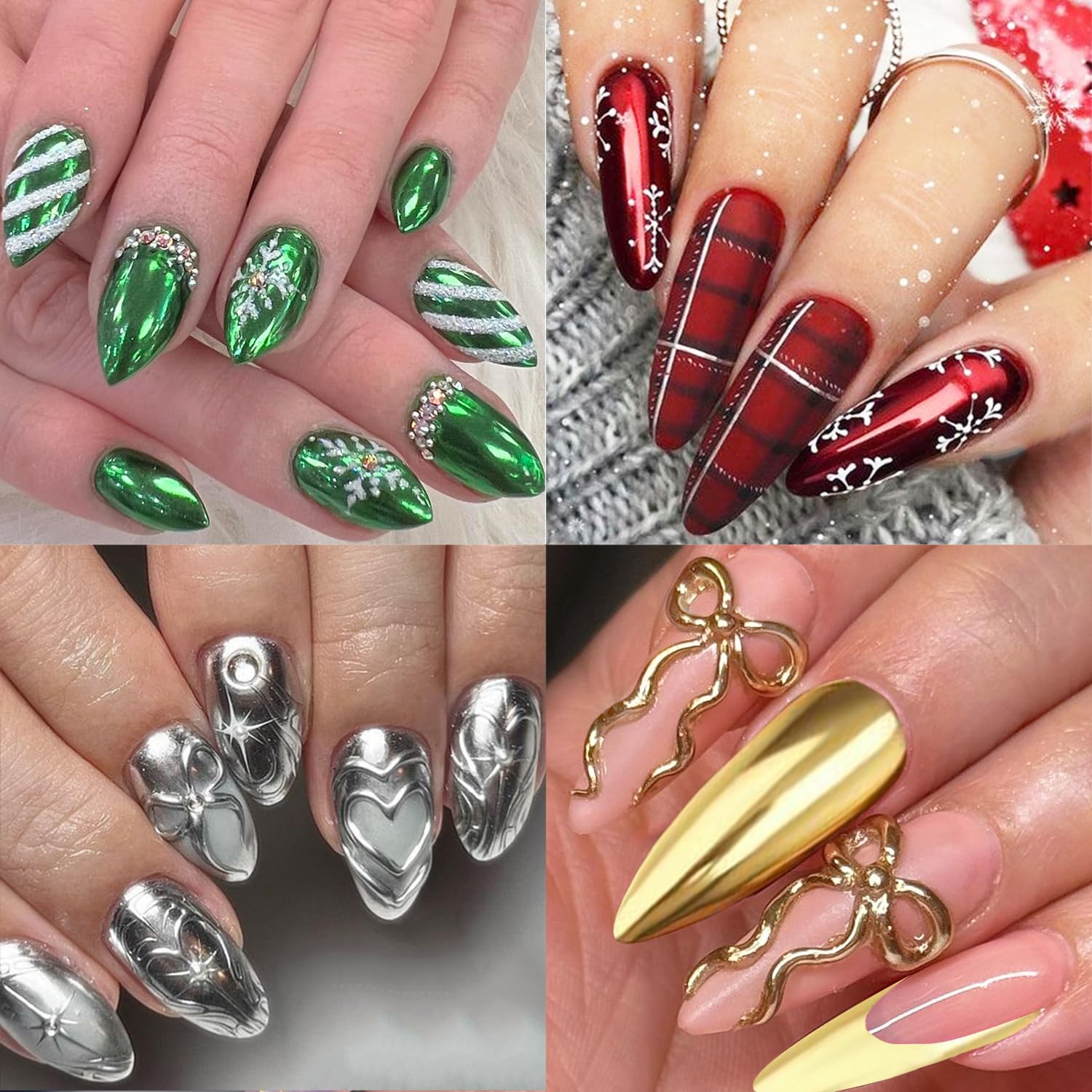 Fcozpjk Chrom-Nagelpulver-Set, 24 Farben, Spiegeleffekt, Gold, Silber, Chrom, Glitzerpulver, weiße Perle, Chrompulver, schillerndes Pigment für Nägel, Opalflocken, Blattgold für Nagelkunst-Dekoration