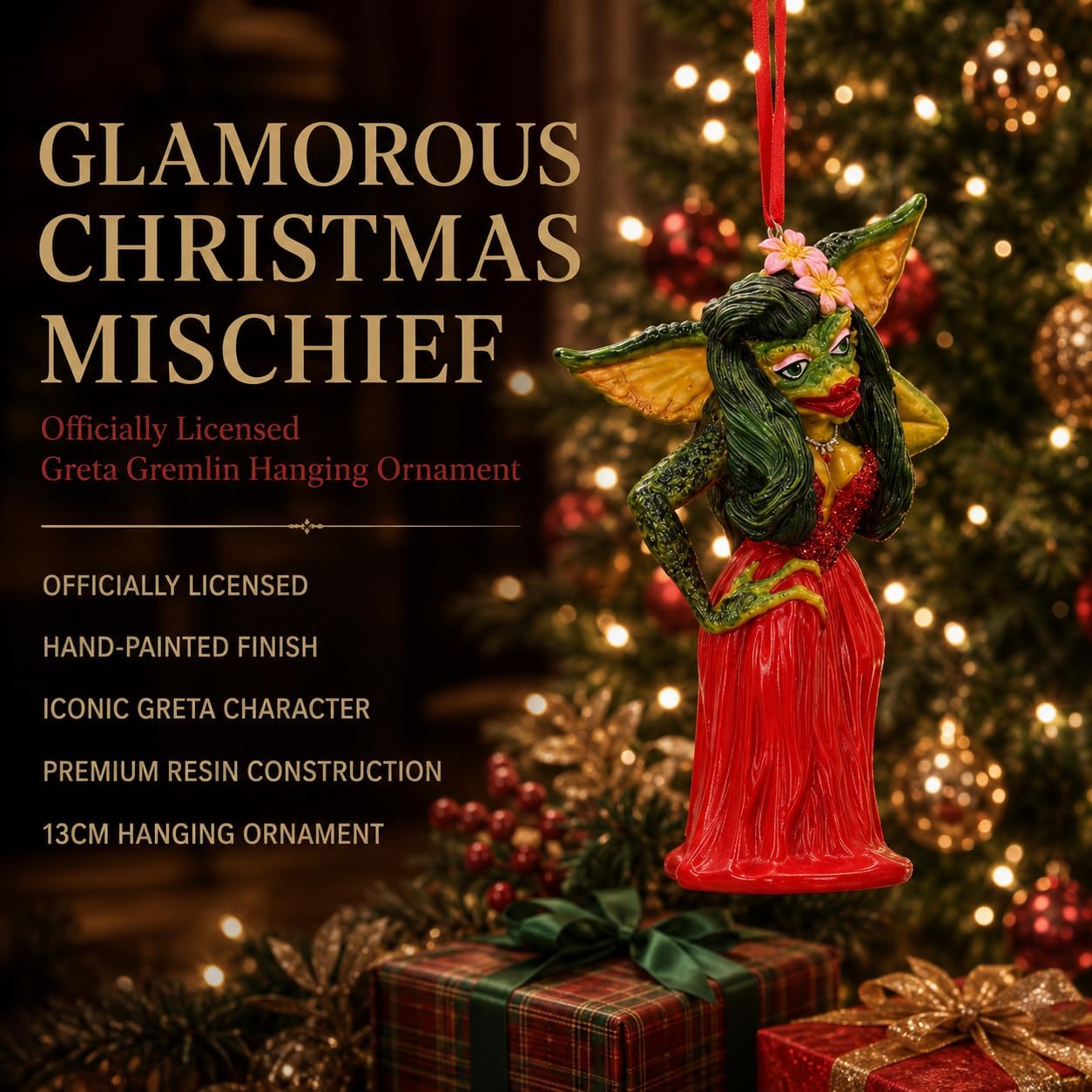 Nemesis Now Gremlins Greta in Red Dress Female Gremlin Hanging Ornament 13cm, Resin, Officially Licensed Gremlins Greta the Female Gremlin, Cast in the Finest Resin, Expertly Hand-Painted image 4