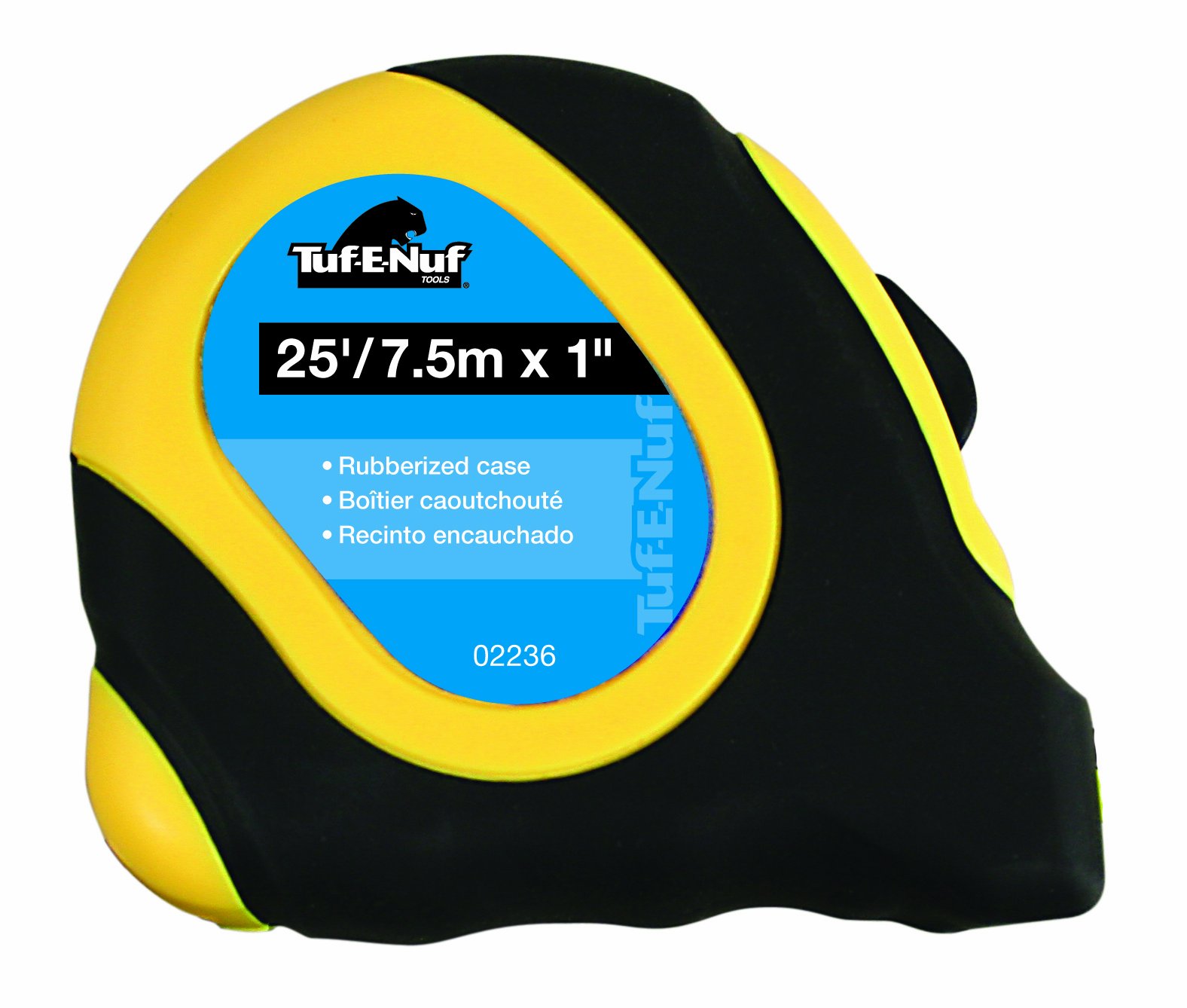 Task Tools 02236 25-Feet/7-1/2-Meter by 1-Inch Tuf-E-Nuf Tape Measure with Rubber Case