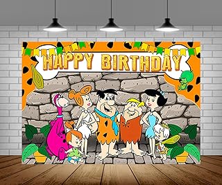Flintstones Pebbles Backdrop for Birthday Party Supplies 5x3ft Dino and Pebblies Theme Baby Shower Banner for Party Decorations