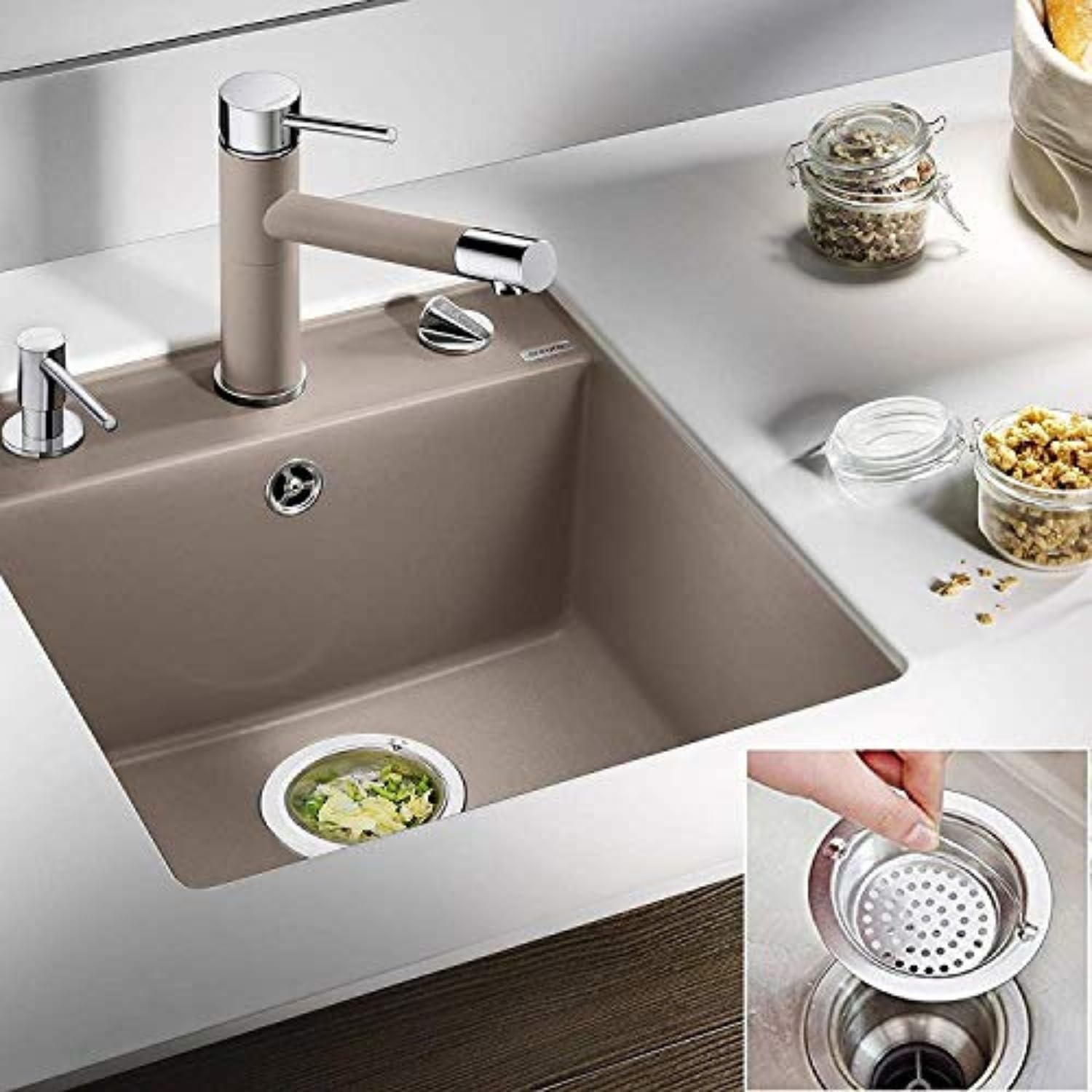 Giffy 11cm with 2mm Dia Holes, Stainless Steel Sink Strainer with Handle, Kitchen Drain Basin Basket Filter Stopper, Silver, for Home Office Hotel 1 - Piece 3