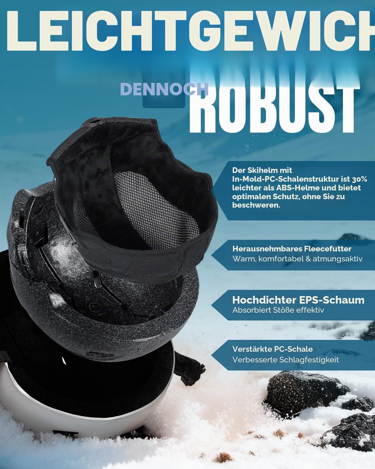 Skihelm für Herren und Damen, Verstellbarer Ski Helm mit 12 Belüftungsöffnungen, herausnehmbares Innenfutter & Ohrpolster, Leichter Snowboard Helm für Wintersport (Silber, L: 59-61 cm)