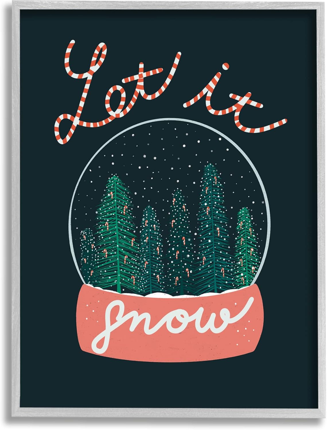 Stupell Industries Let It Snow Seasonal Winter Globe Candy Cane Text Framed Wall Art, Design By Dominika Godette