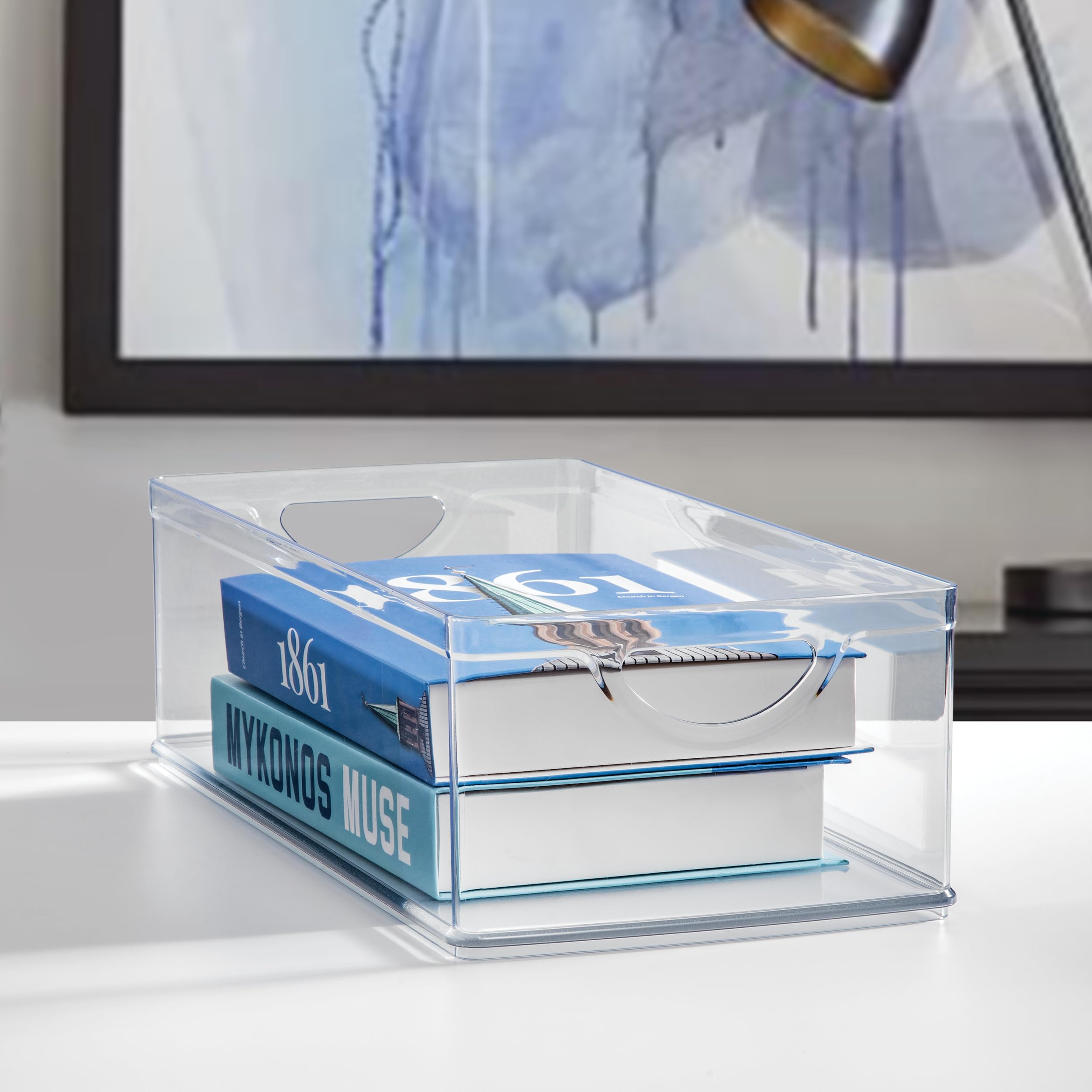 Snapklik.com : iDesign Stackable Clear Plastic Extra Long Storage Bin