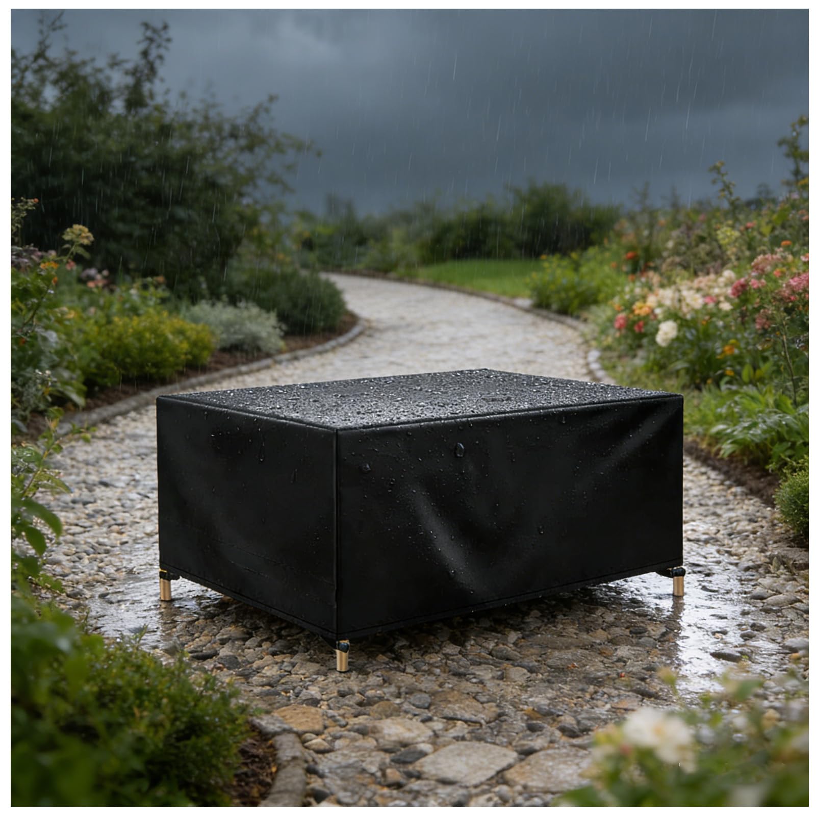 Kading Black Outdoor Garden Furniture Covers Waterproof Rectangular 72X42x40cm/Lxwxh Heavy Duty Garden Table Cover Tear-Resistant Wind Dust Proof For Patio Bistro Set Rattan Sofa Chairs Outside Seating